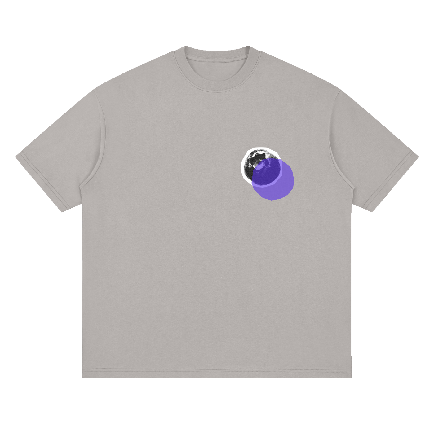 Streetwear Loose Drop Shoulder T-Shirt, Blueberry, Graphic T shirt