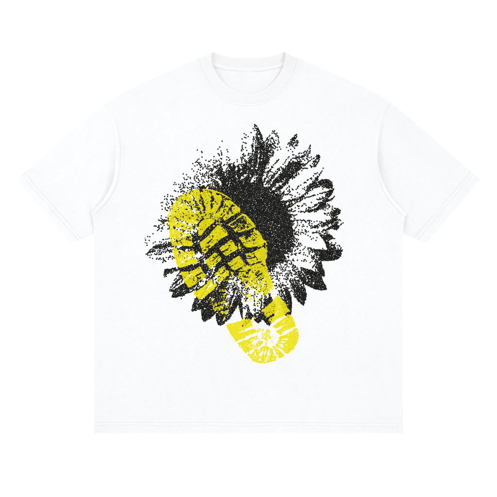Streetwear Loose Drop Shoulder T-Shirt, WILD BLOOM TRAIL Grunge Tee