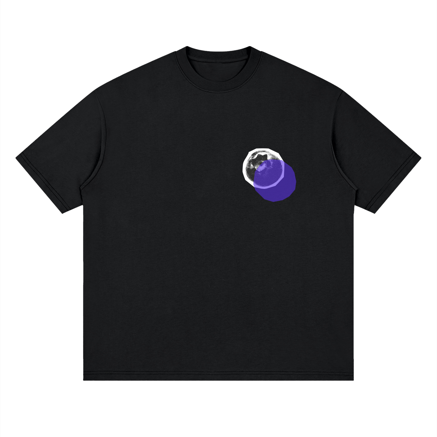 Streetwear Loose Drop Shoulder T-Shirt, Blueberry, Graphic T shirt