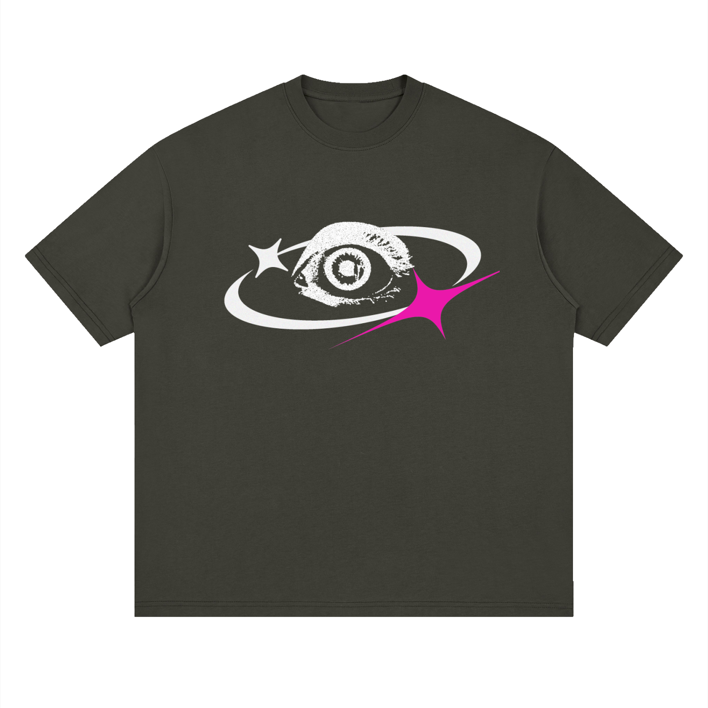 Streetwear Loose Drop Shoulder T-Shirt, Y2K Orbital Eye T shirt