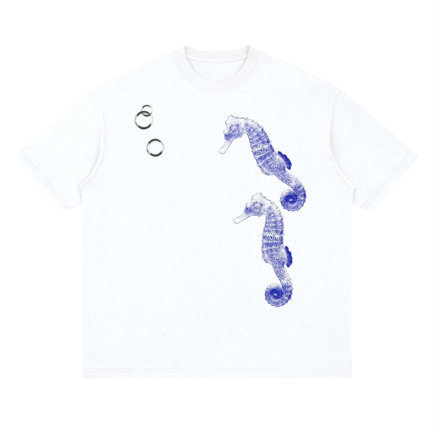Streetwear Loose Drop Shoulder T-Shirt, Ocean, Graphic T shirt