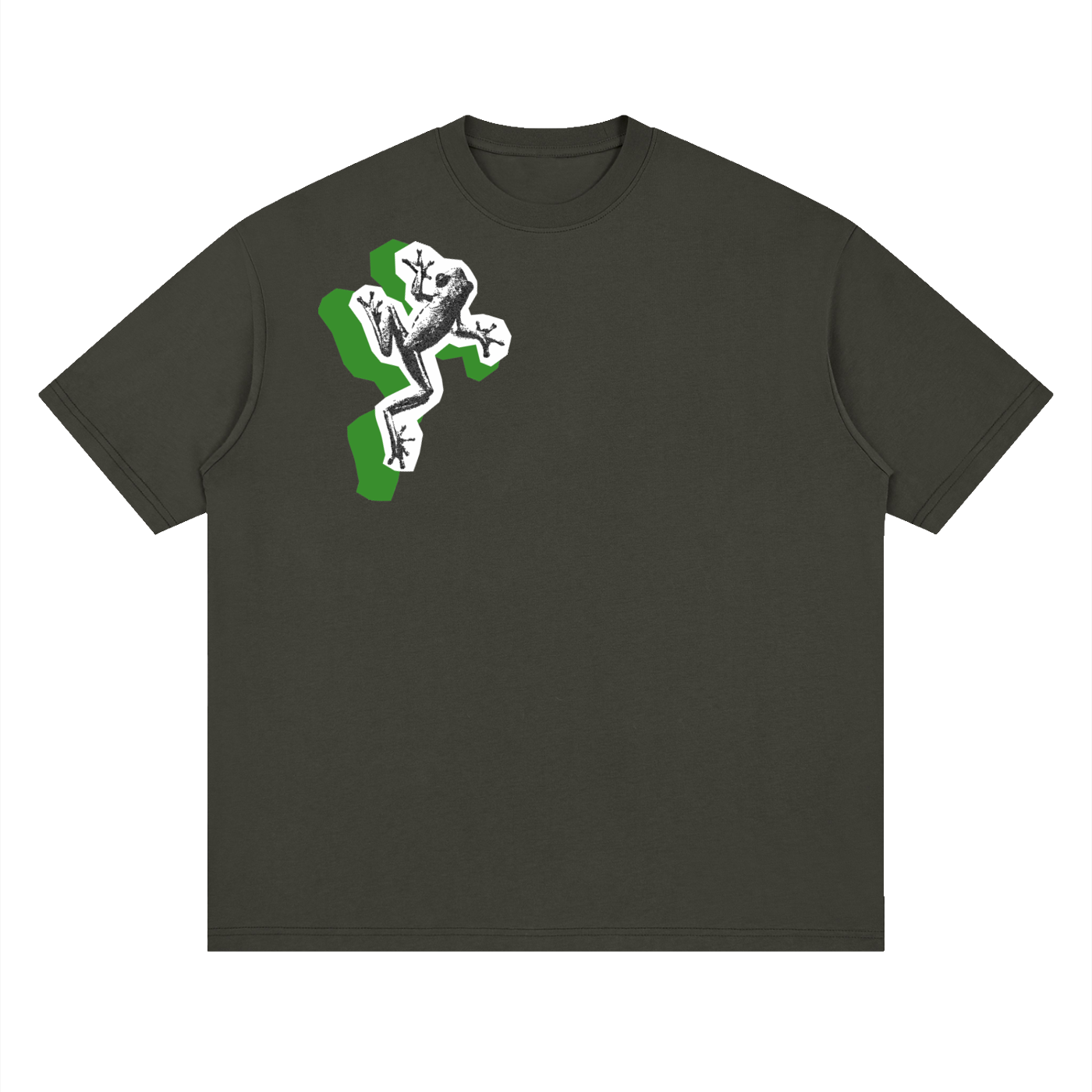 Streetwear Loose Drop Shoulder T-Shirt, Frog Street style, Graphic T shirt