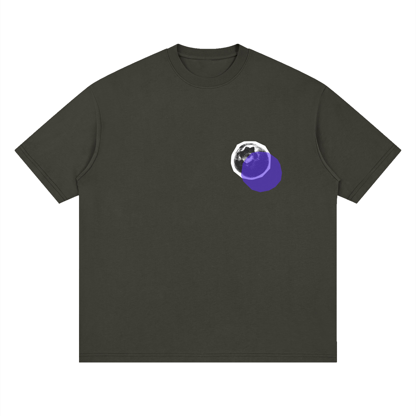 Streetwear Loose Drop Shoulder T-Shirt, Blueberry, Graphic T shirt