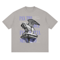 Streetwear Loose Drop Shoulder T-Shirt, Vintage Venice Lion Statue Typography T-Shirt